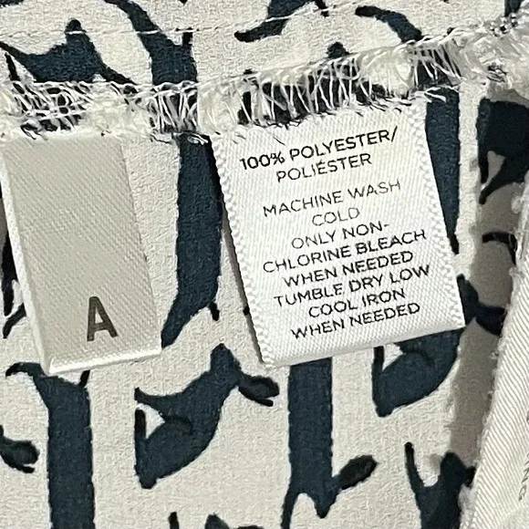 ANN TAYLOR LOFT Rabbit Pattern  Roll Tab Long Sleeve Woman's Blouse Size S - Picture 6 of 6